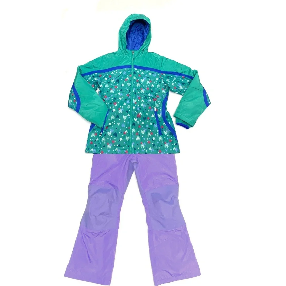 Lands End Youth Girls Winter Jacket & Snow Bib Bundle